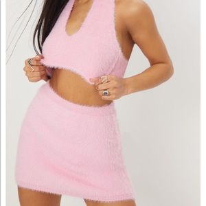 Fuzzy pink two-piece